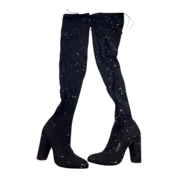 Olivia Ferguson Sparkling Black Over-the-Knee Boots - Picture 1 of 14
